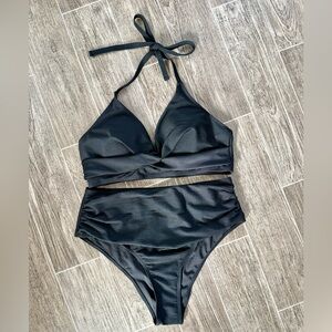 Black Halter Bikini Set